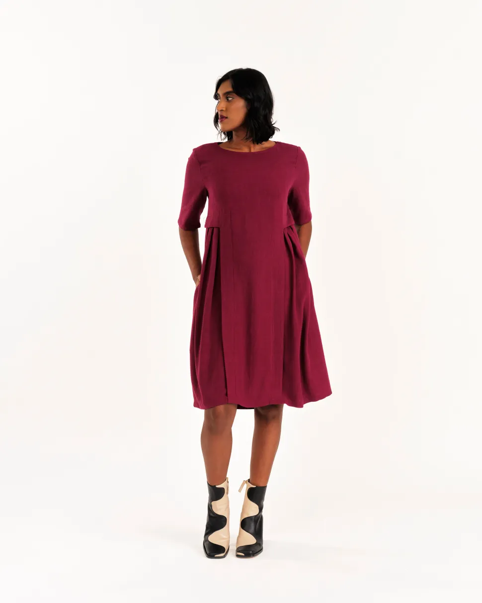 Dresses + Tunics^JENNIFER GLASGOW Boudica Dress - Burgundy