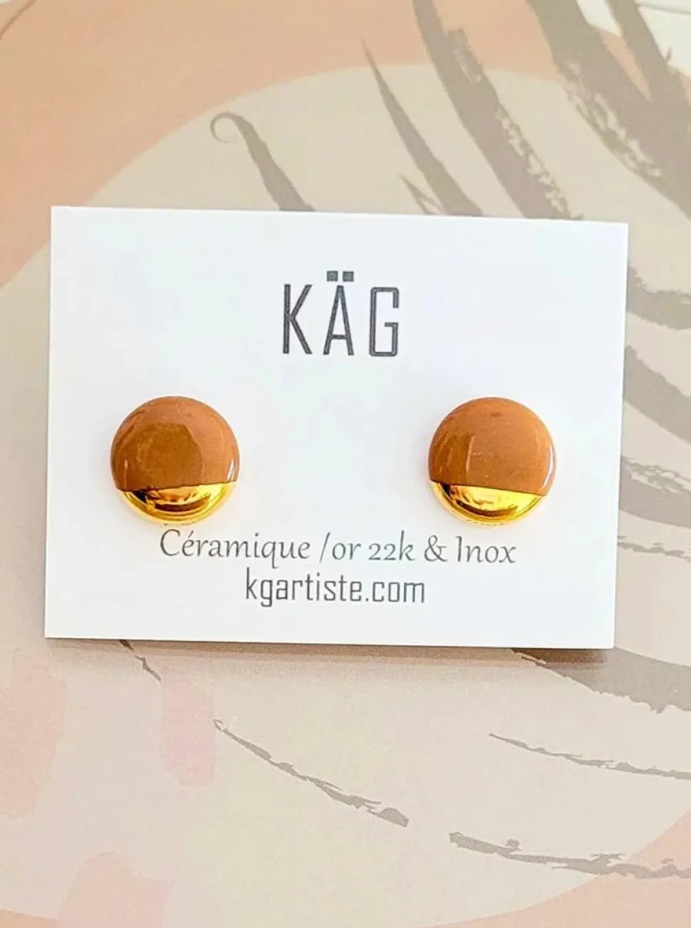 Earrings^KAG Round Ceramic Earrings - Caramel