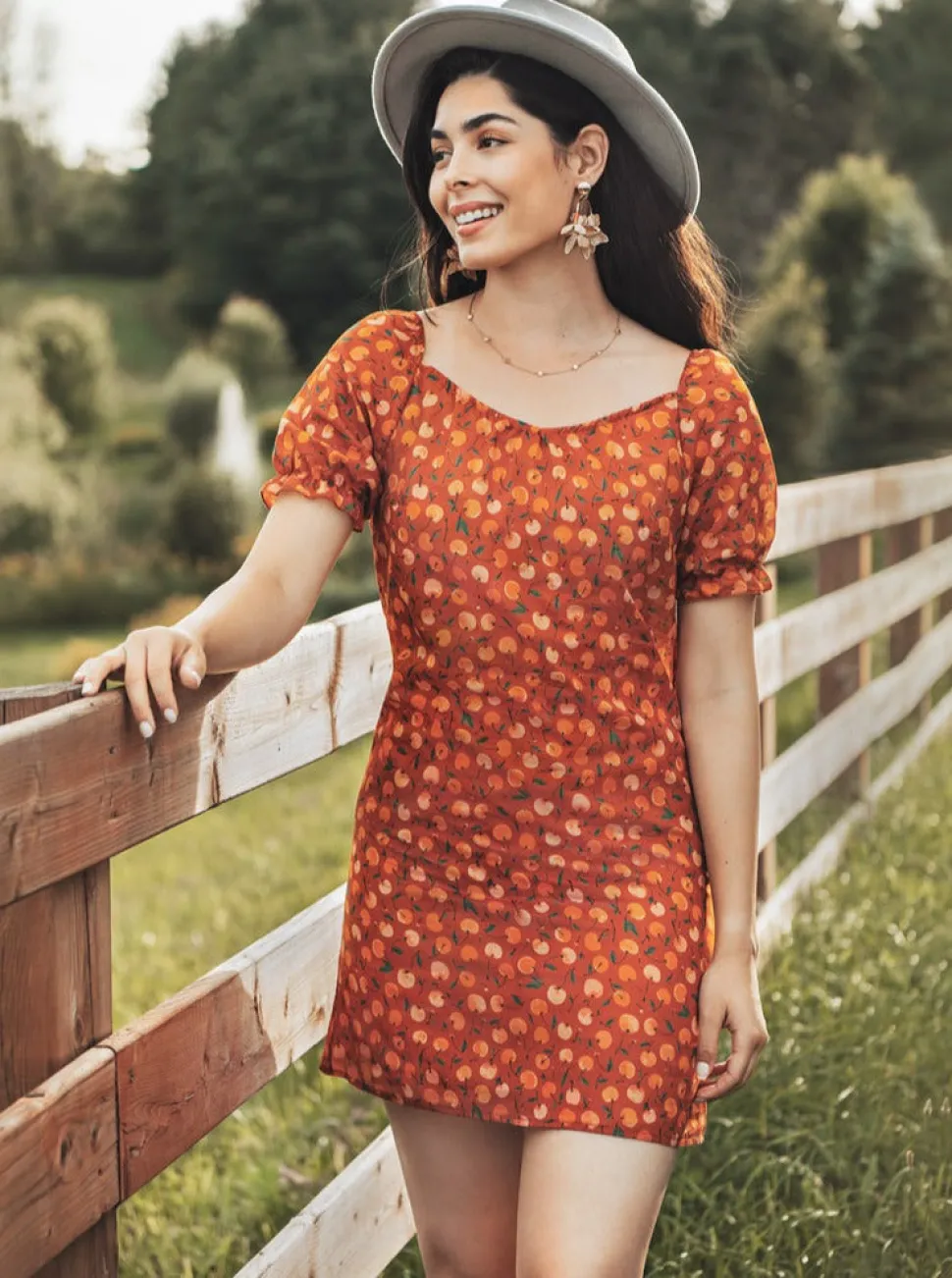 Dresses + Tunics^MEEMOZA Pénélope Dress - Orange Cherry Print