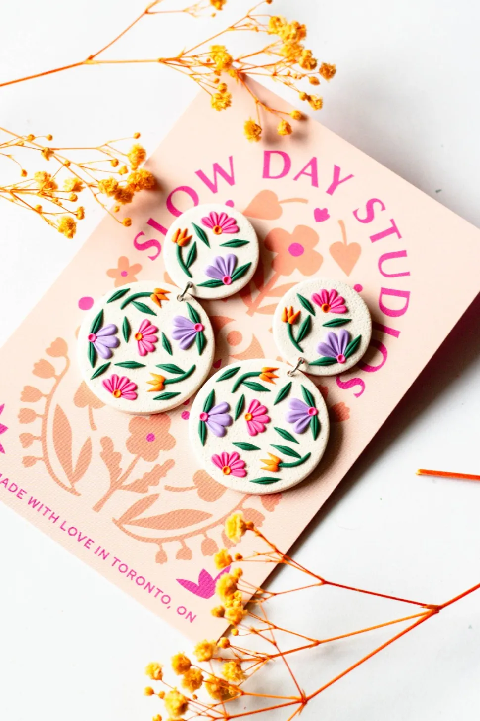 Earrings^SLOW DAY STUDIOS Floral Earrings - Off White